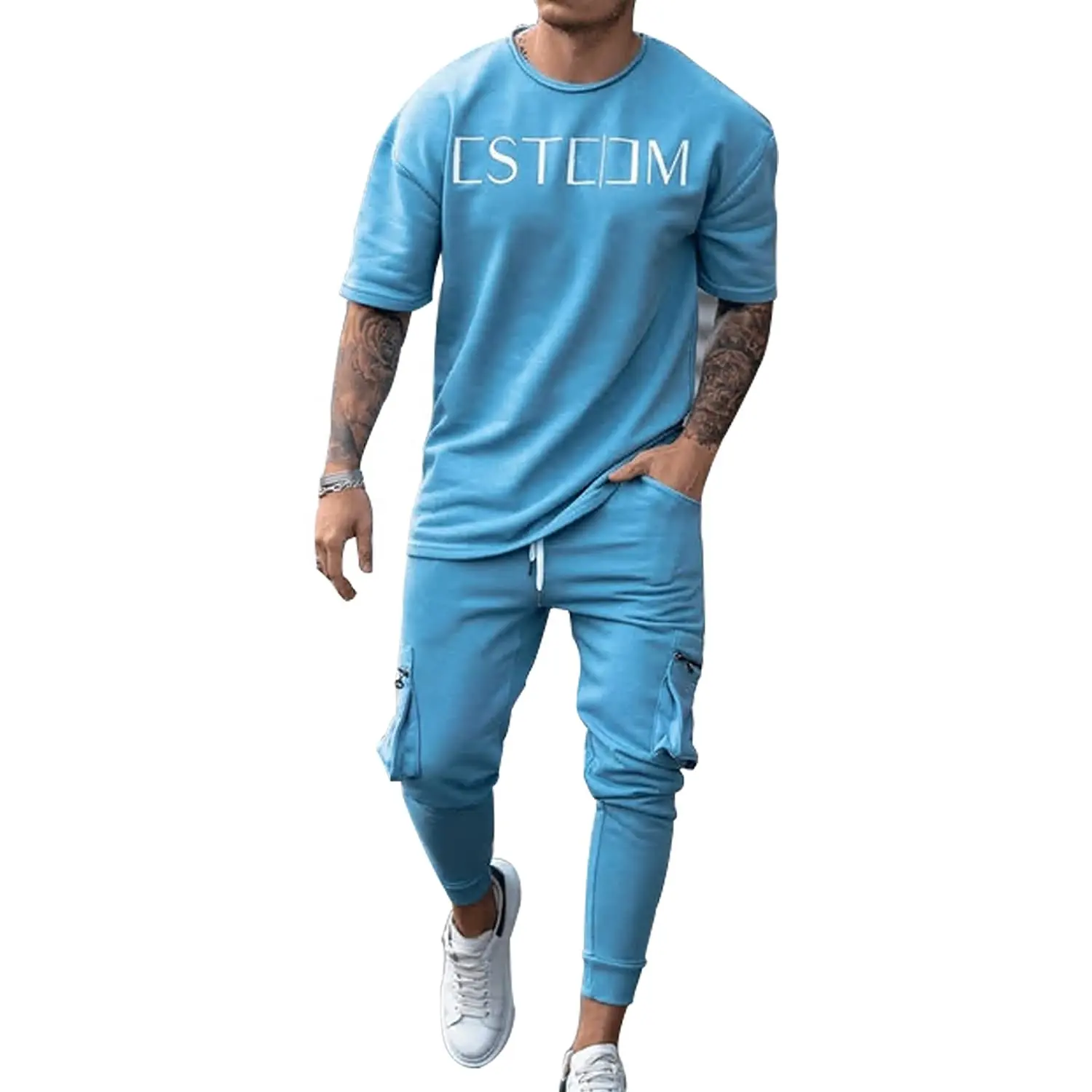 Men's Summer Tracksuits 2 Piece Outfit Casual Short Sleeve Sweat Suit for Running, Fitness, Exercise Take a walk Track Suit