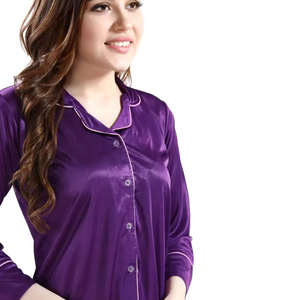 Ensemble pyjama pour femmes en satin 100% soie respirant à manches longues et pantalon long, 2 pièces, automne-hiver - Product Image 6