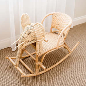 Chaise à bascule pour bébé en forme d'animal, adorable balançoire en rotin en forme de cheval et d'éléphant, vente en gros, écologique, faite à la main, animaux à monter - Product Image 6
