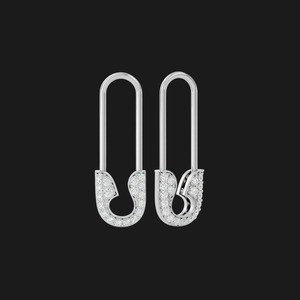 Sleek Zircon Safety Pin <b>Stud</b> Earrings Crafted Polished Modern Design Gold Plated Bold Edgy Charm Anniversary Hip Hop Jewellery - Product Image 1