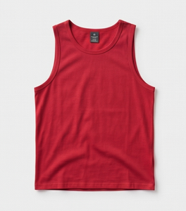 เสื้อกล้ามแขนกุดสีแดงสำหรับผู้ชาย คอกลม สีพื้น ผ้าถัก สวมใส่สบายๆ - Product Image 1