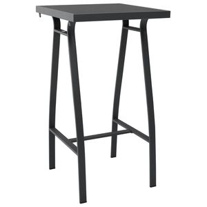 Tavolo da Bar da Giardino di Media Dimensione con Vetro Temperato Nero e Grigio Scuro, Arredo Funzionale per Esterni - Product Image 1
