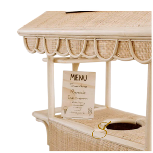 Chariot à glaces en rotin fait main unique pour enfants, ensemble de jeu de cuisine pour enfants, 100% sûr - Product Image 3