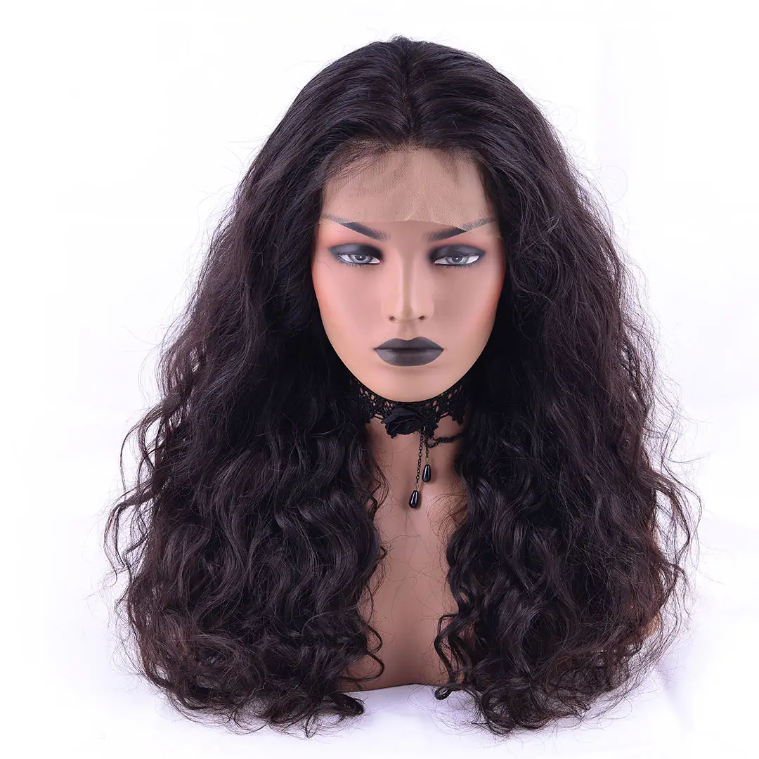 Perruque Full Lace Wig naturelle indienne, cheveux humains vierges, avec Baby Hair, pour femmes noires, densité 150% et 180%, HD, vente en gros
