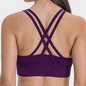 Nouveau soutien-gorge de sport pour femme à maintien élevé, long, dos croisé, rembourré, pour l'entraînement, le fitness et le yoga, avec soutien-gorge intégré - Product Image 4
