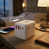 Adaptador de Enchufe Listo para Enviar, Adaptador de Viaje Universal Todo en Uno de 35W GaN con 4 Enchufes, Cargador USB-C para Viajeros al Extranjero