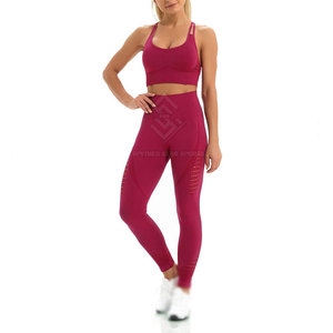 Ensemble de yoga pour femme le plus vendu, faible MOQ, couleur unie, écologique, respirant, 2 pièces, taille haute, logo avant, prix de gros - Product Image 4