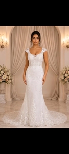 Hand Beaded Sleeveless V-Neck Modern Bridal Dress Crystal Embroidery Draped Satin Skirt Natural Waistline Floor-Length Sweep - Product Image 5