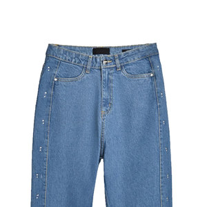 Pantalones de chándal acampanados de cintura alta de calidad premium para mujer, al por mayor, de algodón de pierna ancha, estilo frontal plano para invierno - Product Image 5