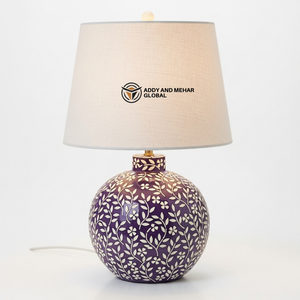 Lanterne de table artisanale en os incrusté avec motif floral, lampe de chevet de luxe en mosaïque, art indien traditionnel, décoration de bureau - Product Image 4