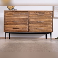 V Vandana Commode en bois de manguier de style Royal Craft avec pieds en métal et 6 tiroirs demi-larges
