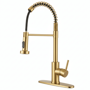 Rubinetto Industriale Lucidato con 1 Maniglia, 1 Foro, 3 Fori, con Doccetta Estraibile, per Cucina, Stile Rustico, Utilità, Camper, Cucina Wet B - Product Image 1