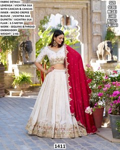 Kanaklata Zari Lehenga Choli-Wedding Diwali & Party Traditional Floor-Length Vichitra Silk with Sun Protection Quick Dry - Product Image 1