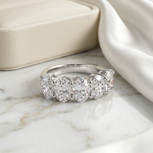 3.75CTW Oval Cut Prong Set Five-<b>Stone</b> Band Ring - Product Image 3