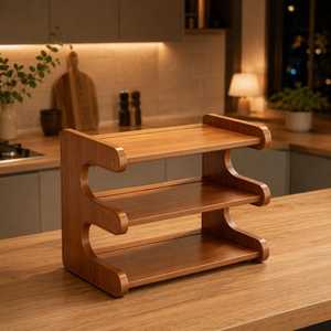 Rustic Farmhouse Wooden Mug Holder Coffee Cup Rack for <b>Kitchen</b> and Café Space Saving Wooden Mug Tree Stand Coffee Cup <b>Storage</b> - Product Image 4