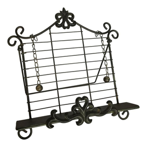 Antique Metal Wall Mounted Bookshelf <b>Storage</b> Rack with Fleur De Lis Design for Living Room Iron Book Stand - Product Image 3