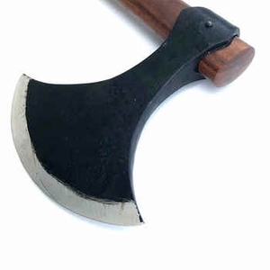 หัวขวานทำมือ ZA DAMASCUS MAKERS ใบมีดเหล็กกล้าคาร์บอนแบบแบน ด้ามไม้ 5 ชิ้น พร้อมปลอกหนัง สำหรับผ่าฟืน - Product Image 1