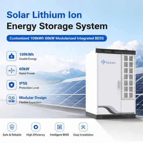 Commercial Industrial Solar Energy Storage System 60kW 109kWh 200kWh Container BESS Lithium Ion Air Cooling IP55