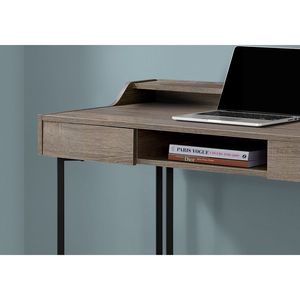 Contemporary Modern 48\"L Home Office Laptop Computer <b>Desk</b> with Storage Drawers Brown Laminate and Black Metal - Product Image 3