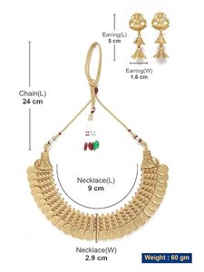 Gold Plated Imitation <b>Pearl</b> Geometric Shape Ethnic Design Women's Bridal Wedding Earring Necklace <b>Set</b> Fashion Festive <b>Jewelry</b> - Product Image 3