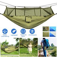 Hamac portable en nylon pour 2 personnes avec moustiquaire, capacité de charge de 600 lb, pour la randonnée en plein air, le camping, avec sangles et crochets