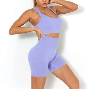 Nuevo Conjunto Deportivo Seamless para Mujer, 2 Piezas, Traje de Yoga de Manga Larga o Corta, Top Corto, Leggings de Gimnasio, Pantalones de Cintura Alta - Product Image 1