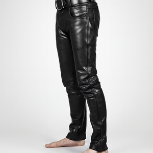 กางเกงจ็อกเกอร์แฟชั่นผู้หญิงทรงสลิมเอวสูงผ้าทวิลล์หนัง PU คุณภาพพรีเมียมสีพื้นแบบซิปกันน้ำขายส่ง - Product Image 5