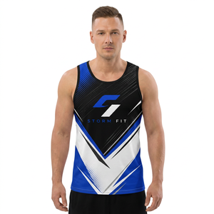 Camiseta sin mangas Storm Fit para hombre, con estampado por transferencia térmica, 100% poliéster, de secado rápido, cuello redondo, para entrenamiento, gimnasio, ropa deportiva, 180g - Product Image 2