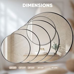 Miroir mural rond contemporain de 36 pouces - Réflexion cristalline - Cadre en alliage d'aluminium de qualité supérieure - Crochets de suspension faciles à installer - Noir - Product Image 5