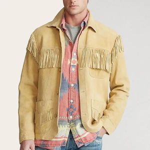Customized <b>Western</b> Genuine Leather Cowboy Fringe <b>Jacket</b> Waterproof Breathable Eco-Friendly Slim Fit Winter High Quality Cheap - Product Image 1