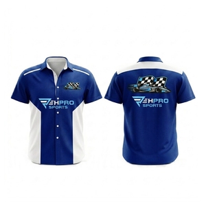 Chemises personnalisées avec logo d'équipe de course F1, chemises pour équipe de box, manches courtes, vêtements de sport automobile, chemises de course personnalisées à boutons. - Product Image 2