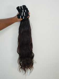 ผมต่อแบบเวฟเปียกสีน้ำตาลธรรมชาติ 100% แท้จากอินเดีย แบบ Double Weft - Product Image 2