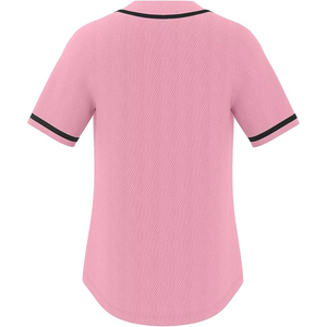 Pink Baseball Jersey Short Sleeve Mesh Breathable Button Front Unisex Adult Regular Fit Solid Color <b>Sport</b> <b>Apparel</b> - Product Image 2