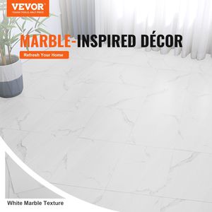 Carreaux de sol en vinyle auto-adhésifs à texture marbre blanc, épaisseur 1,5 mm, 50 carreaux de 12 x 12 pouces, à peler et coller, kit de revêtement de sol DIY pour cuisine - Product Image 2