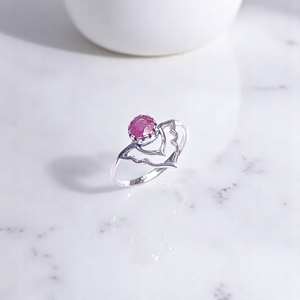 แหวนเงินแท้ 925 ประดับทับทิมสีชมพูธรรมชาติ ราคาขายส่ง เครื่องประดับเงิน น้ำหนักเบา แหวนพลอยเงิน - Product Image 3