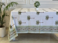 Nappe en coton faite main à motif floral palmier imprimé, personnalisable, élégante, romantique, écologique, lavable, pour fêtes
