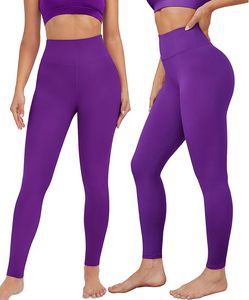 Legging de yoga pour femme taille haute, décontracté, pour l'entraînement, vente en gros, bas de sport, couleur unie, respirant, en tissu tricoté - Product Image 4