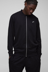 Ensemble de survêtement pour homme, veste zippée noire et pantalon de jogging, coupe classique, couleur unie, respirant, en tissu French Terry, pour l'automne, deux pièces, avec capuche - Product Image 4