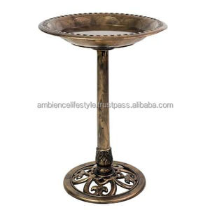 Bain d'oiseaux en métal de qualité supérieure, décoratif pour jardin extérieur, sur piédestal, durable, finition résistante à la rouille, pour l'aménagement paysager de jardin. - Product Image 2