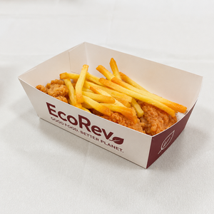 Custom Eco-Friendly Biodegradable Color Printing Rigid Boat Shaped Paper Food Waffle Tray for Burger Hot Dog Corn Dog <b>Box</b> - Product Image 3