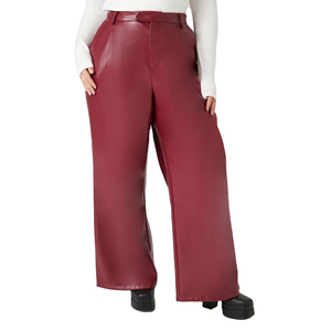 <b>Ladies</b> Straight Leg <b>Faux</b> <b>Leather</b> Pants High Rise Soft PU <b>Trousers</b> Fashion Office Daily Casual Wear Comfortable Custom - Product Image 1