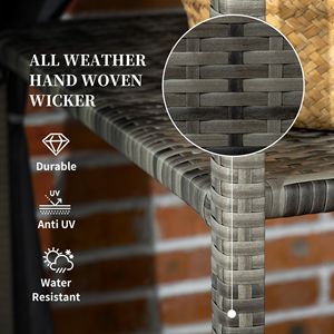 Cesto porta asciugamani grigio in vimini PE effetto rattan con ruote per bordo piscina, con ripiano e cesto portaoggetti per asciugamani - Product Image 5