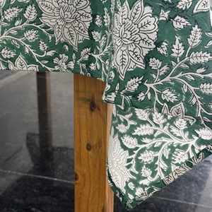 Printed Floral Cotton Linen <b>Square</b> <b>Tablecloth</b> Classic Washable Home Use Green White Pattern Customizable <b>Square</b> <b>Tablecloth</b> - Product Image 2