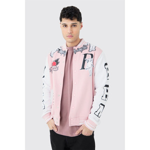 Customized College University <b>Wool</b> Sleeve <b>Quilted</b> Winter Streetwear Bomber Baseball Jacket with Front Logo for Men - Product Image 1