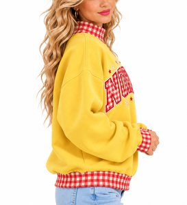 Manufacturer Wholesale <b>Women's</b> Mock Neck <b>Sweatshirt</b> Custom Merry <b>Christmas</b> Letter Patch Embroidery Cotton Fleece Top - Product Image 6