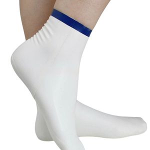 Women's White Opaque Pantyhose <b>Full</b> Length Knitted Spandex Tights With Blue Waistband All Seasons Daily Wear - Product Image 3