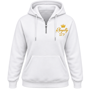Sigma Gamma Rho <b>Women's</b> University Half <b>Zip</b> Up <b>Hoodie</b> <b>White</b> Greek Letter Graphic Sweatshirt Custom Casual College Streetwear - Product Image 1