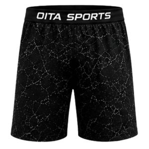 Shorts d'entraînement athlétiques imprimé marbre noir avec taille élastique, respirants, légers, pour le sport, la gym et la performance physique - Product Image 1