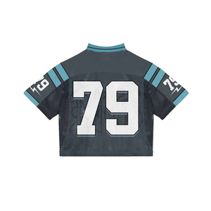 เสื้อฟุตบอลอเมริกันสไตล์เรโทรสตรีทแวร์แบบสั่งทำขายส่ง พิมพ์ลายเต็มตัว คุณภาพสูง ผ้าตาข่ายแบบซับลิเมชั่น - Product Image 4