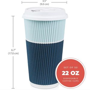 Bicchieri da Caffè Isolati da 22 oz con Coperchi, Grandi Bicchieri Usa e Getta Ondulati per Caffè Caldo da Viaggio - Product Image 2